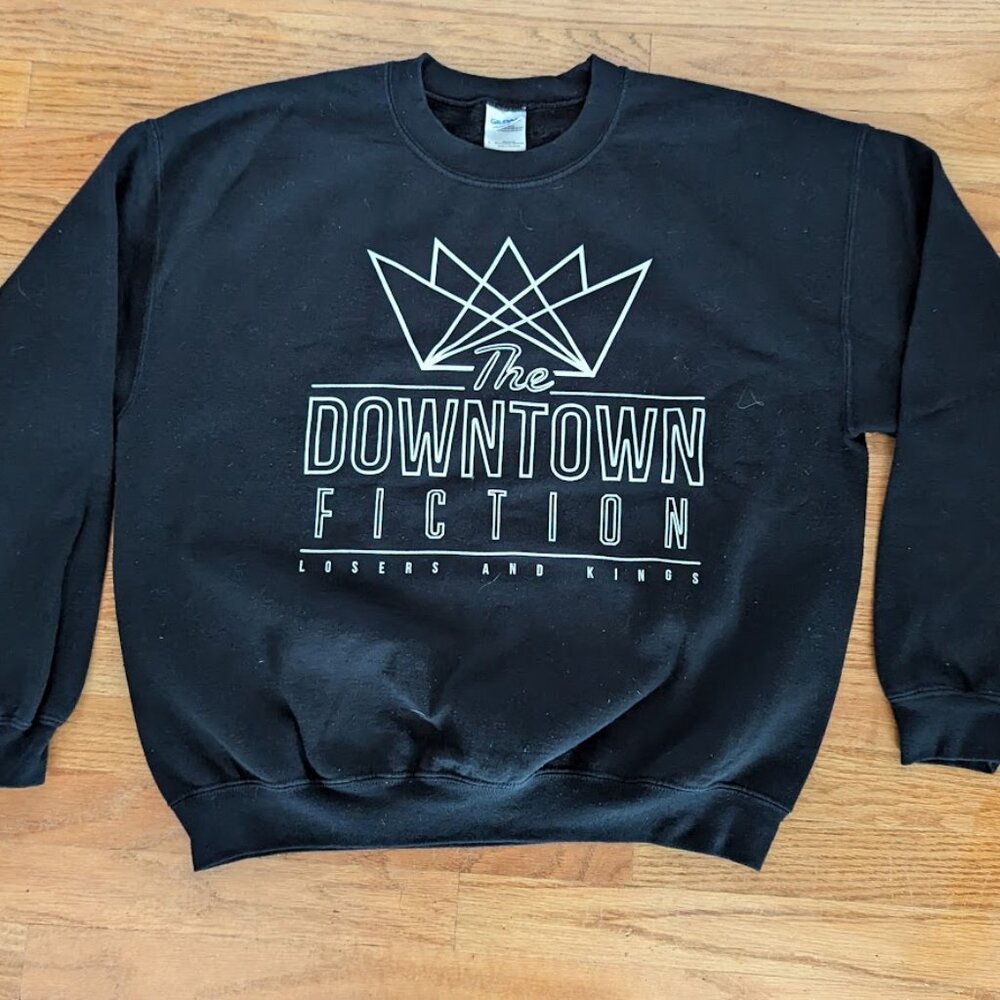 THE DOWNTOWN FICTION  Losers and Kings Crew Neck Sweatshirt Black Large GRAPHIC